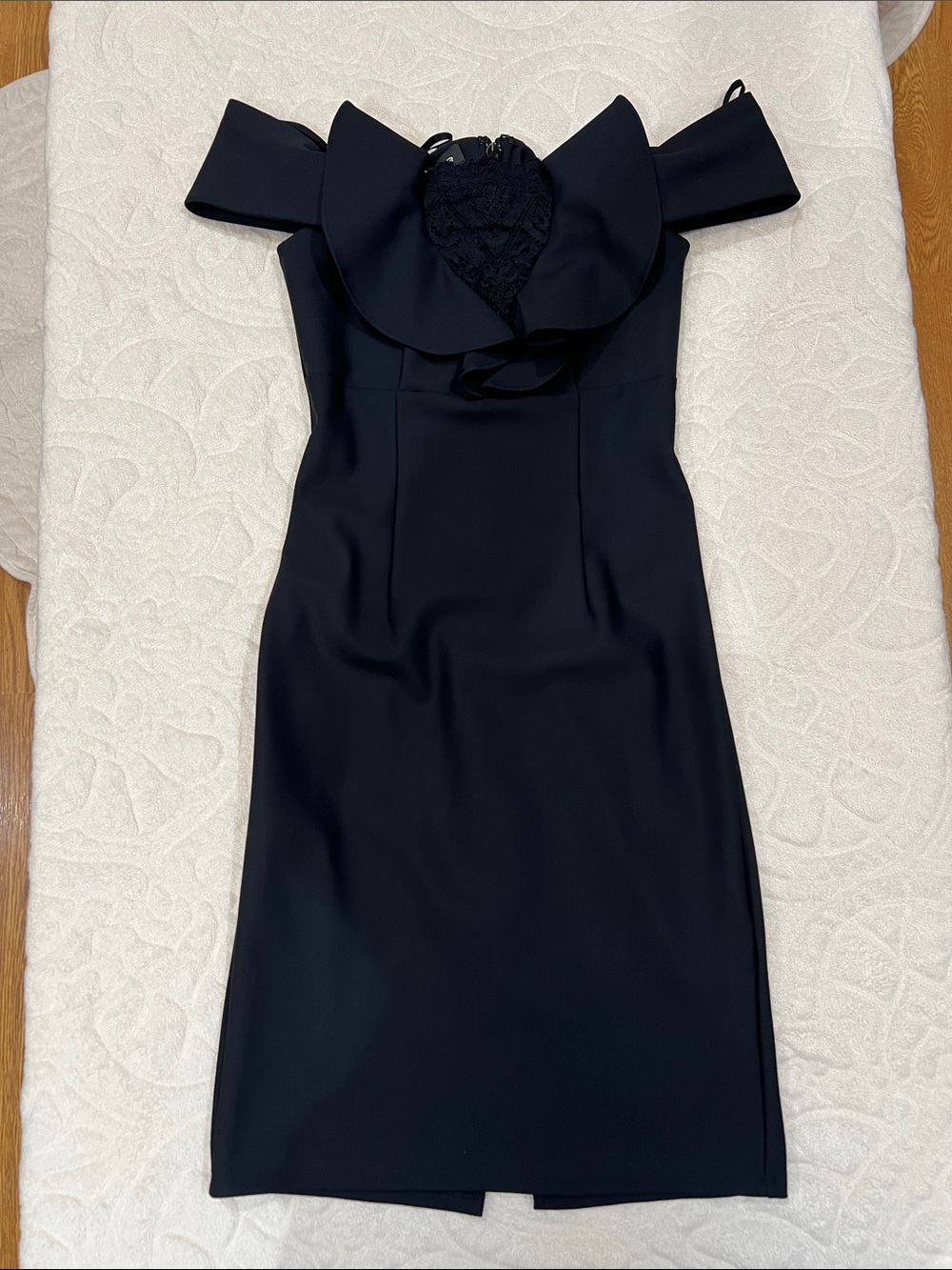 bebe Black One-Shoulder Ruffle Sheath Dress